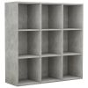 Book Cabinet Concrete Gray 38.6"x11.8"x38.6" Engineered Wood