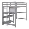 Twin Size Wooden Loft Bed with Shelves, Desk and Writing Board