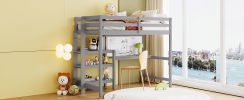 Twin Size Wooden Loft Bed with Shelves, Desk and Writing Board