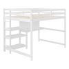 Full Size Wooden Loft Bed with Shelves, Desk and Writing Board