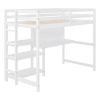 Twin Size Wooden Loft Bed with Shelves, Desk and Writing Board