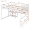 Full Size Wooden Loft Bed with Shelves, Desk and Writing Board