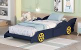 Twin Size Race Car-Shaped Platform Bed with Wheels