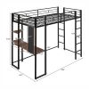 Twin Metal Loft Bed with 2 Shelves and one Desk