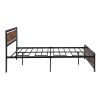 Metal and Wood Bed Frame with Headboard and Footboard ; Queen Size Platform Bed ; No Box Spring Needed;  Easy to Assemble