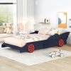 Twin Size Race Car-Shaped Platform Bed with Wheels