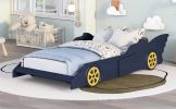 Twin Size Race Car-Shaped Platform Bed with Wheels