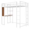 Twin Metal Loft Bed with 2 Shelves and one Desk