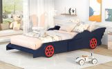Twin Size Race Car-Shaped Platform Bed with Wheels