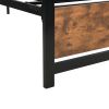 Metal and Wood Bed Frame with Headboard and Footboard ; Queen Size Platform Bed ; No Box Spring Needed;  Easy to Assemble