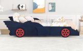 Twin Size Race Car-Shaped Platform Bed with Wheels