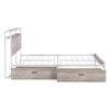 Full Size Metal Platform Bed Frame with  Two Drawers; Sockets and USB Ports ; Slat Support No Box Spring Needed