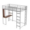 Twin Metal Loft Bed with 2 Shelves and one Desk