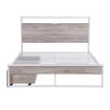 Full Size Metal Platform Bed Frame with  Two Drawers; Sockets and USB Ports ; Slat Support No Box Spring Needed