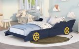 Twin Size Race Car-Shaped Platform Bed with Wheels